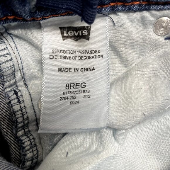 Levis Jeans Girl Sz‎ 8 Boot Cut Blue Low Rise Contrast Stitching Adjustable - Picture 10 of 14